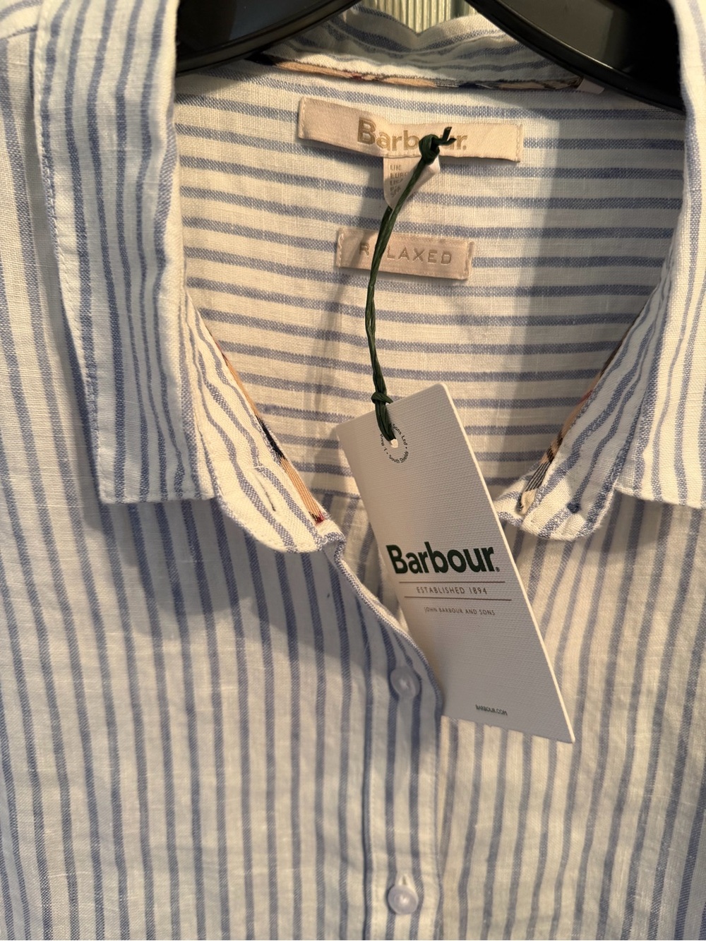 Barbour Marine  Blue & White Stripe Linen Shirt - Picture 2 of 4